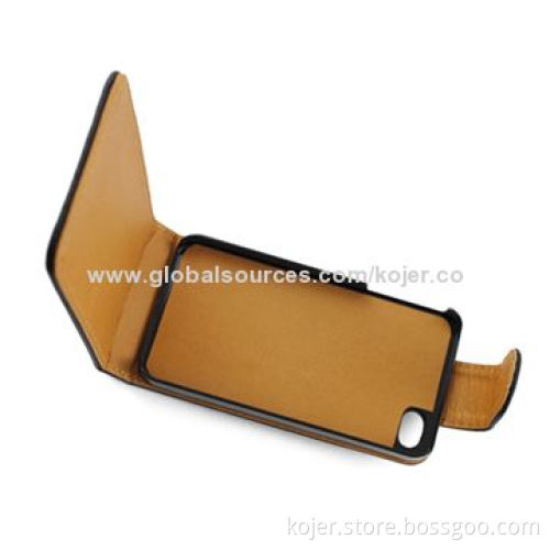 PU Leather Mobile Phone Case for iPhone 4/4S with Magnetic Flap, OEM Orders Welcomed